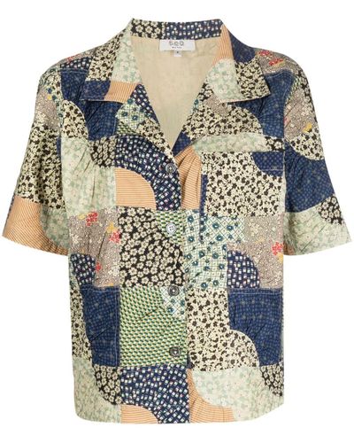 Sea Louie Patchwork Cotton Shirt - Blue