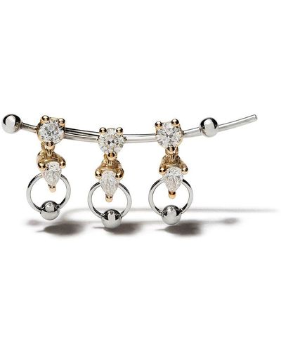 Delfina Delettrez 18kt White And Yellow Gold Two In One Diamond Earring