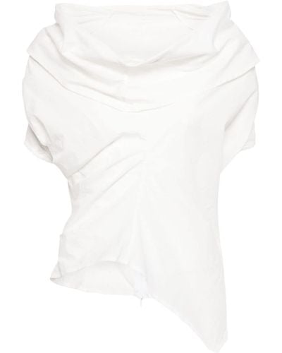 Marc Le Bihan Draped Asymmetric Cotton Blouse - White