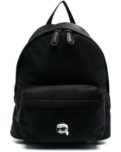 Karl Lagerfeld Logo-patch Faux-leather Backpack - Black