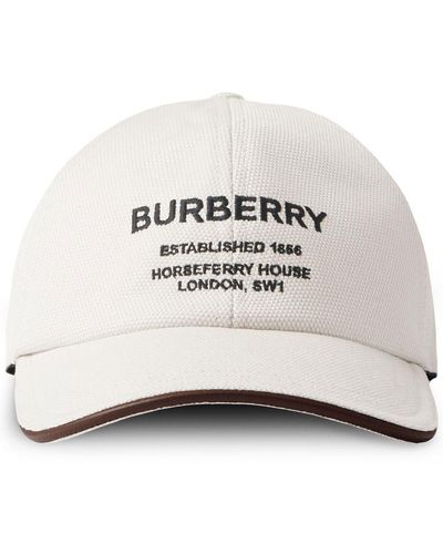 Burberry Baseballkappe mit Logo-Stickerei - Weiß