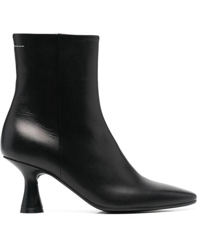 MM6 by Maison Martin Margiela Contrasting-stitch Detail 80mm Ankle Boots - Black