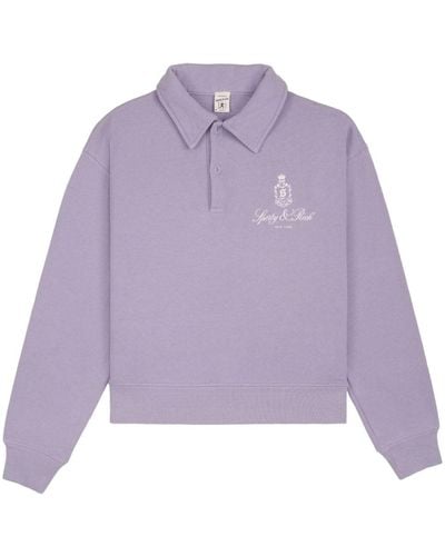 Sporty & Rich Vendome Cotton Polo Top - Purple