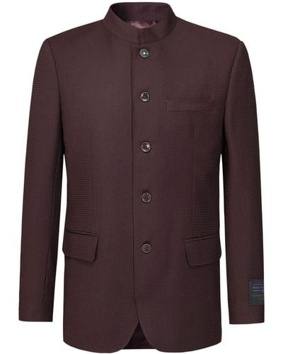 Shanghai Tang Stand Up-collar Wool Blazer - Purple