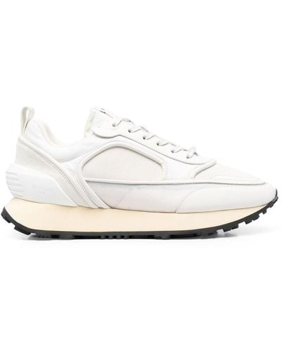 Balmain Panelled-low-top Leather Trainers - White