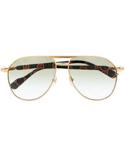 Gucci Pilot-frame Tinted Sunglasses - Metallic