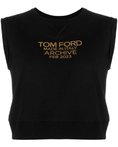 Tom Ford Débardeur en coton à logo imprimé - Noir