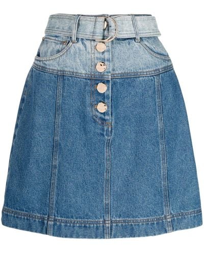 Acler Hawkin Belted Denim Miniskirt - Blue