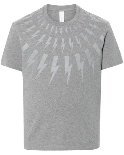 Neil Barrett Bolt-print Cotton T-shirt - Grey
