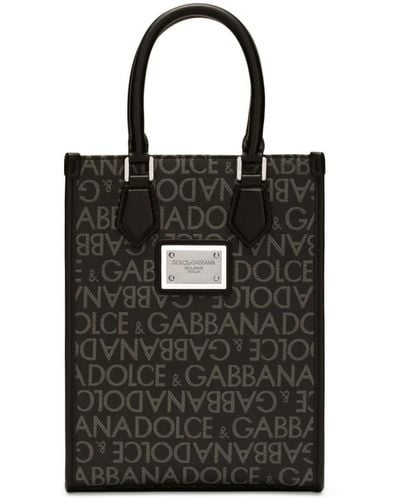 Dolce & Gabbana Logo-print Cotton-blend Tote Bag - Black