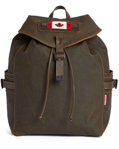 DSquared² Logo Patch Leather Backpack - Brown