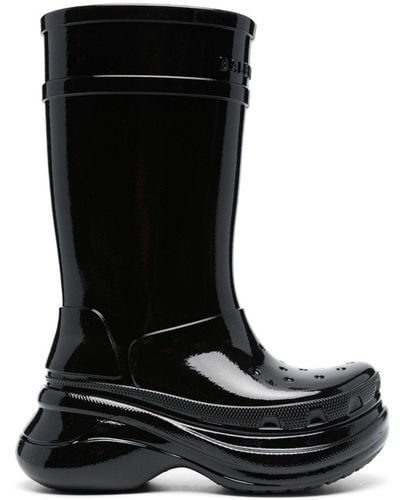 Balenciaga X Crocs Patent-finish Boots - Black