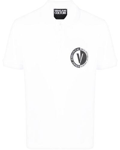 Versace Polo en coton à logo imprimé - Blanc