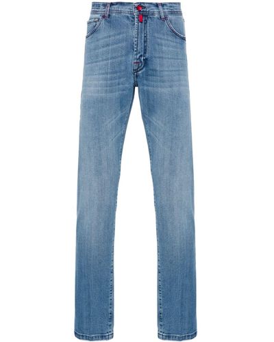 Kiton Halbhohe Straight-Leg-Jeans - Blau