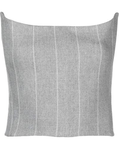 Ioana Ciolacu Pinstripe-print Off-shoulder Bustier Top - Grey