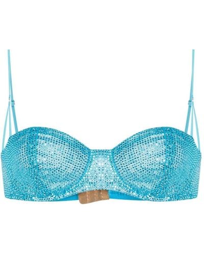 GIUSEPPE DI MORABITO Rhinestone Balconette Bra - Blue