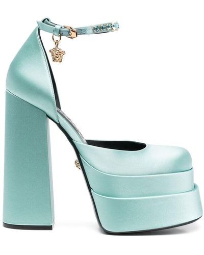 Versace Satin Platform Court Shoes - Blue