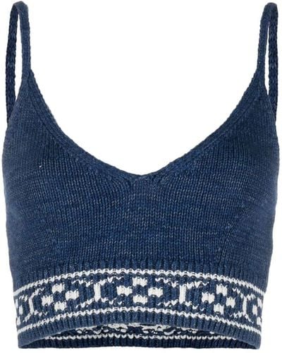 Polo Ralph Lauren Cropped Knitted Top - Blue