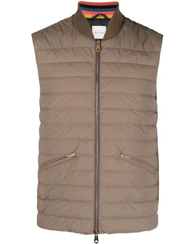Paul Smith Ribbed-panel Quilted Gilet - Brown