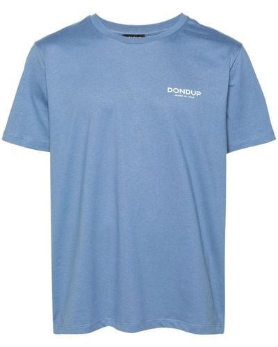 Dondup T-shirt Met Logoprint - Blauw