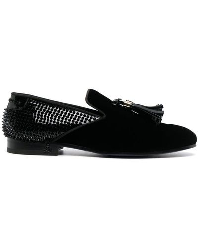 Philipp Plein Mocassini con borchie in velluto - Nero