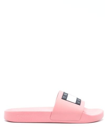 Tommy Hilfiger Pantoletten mit Flaggen-Logo - Pink