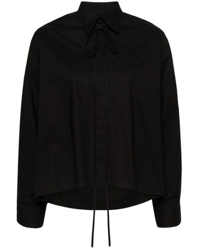 MM6 by Maison Martin Margiela Straight-point Collar Cotton Shirt - Black