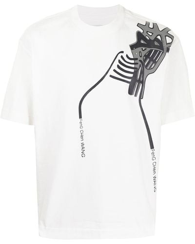 Feng Chen Wang T-Shirt mit Kontrast-Print - Weiß