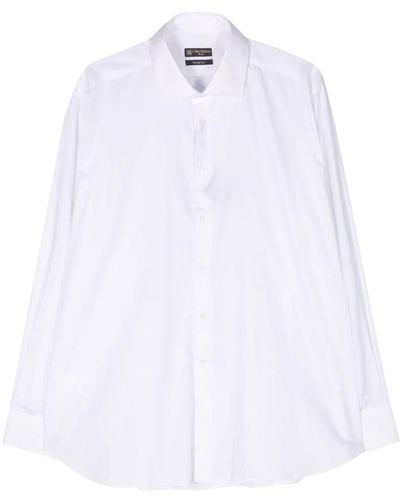 Corneliani Semi-doorzichtig Katoenen Overhemd - Wit