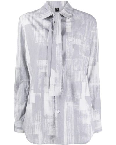 Y's Yohji Yamamoto Striped Tie Cotton Shirt - Blue