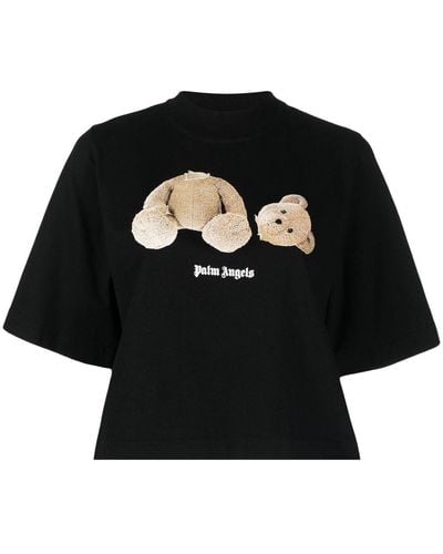 Palm Angels Bear-print Cotton-jersey T-shirt - Black