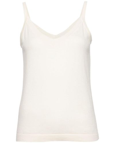 N.Peal Cashmere Fine-knit Cami Top - White