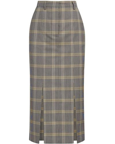 Marni Plaid-check Pattern Midi Skirt - Grey