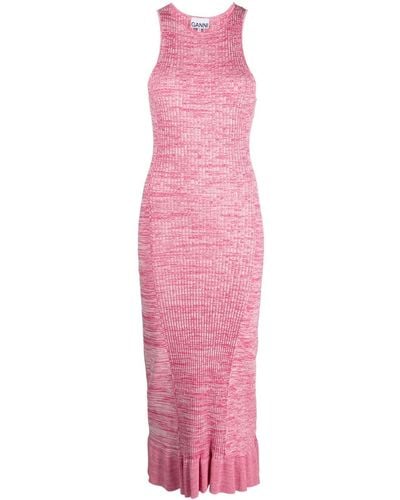 Ganni Knitted Midi Dress - Pink