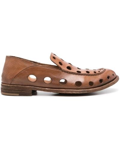 Officine Creative Lexikon Perforated Leather Loafers - Brown