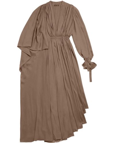 Balenciaga Asymmetric Draped Maxi Dress - Brown