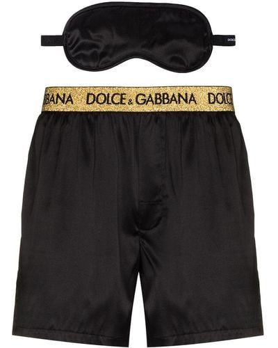 Dolce & Gabbana Bermudas de seda con banda del logo - Negro
