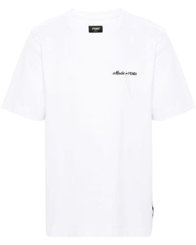 Fendi Camiseta con logo bordado - Blanco