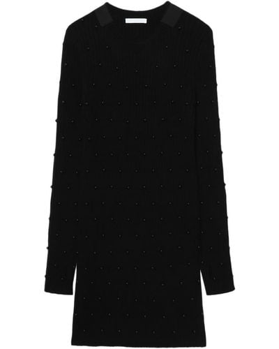 Helmut Lang Bead-embellished Ribbed-knit Dress - Black