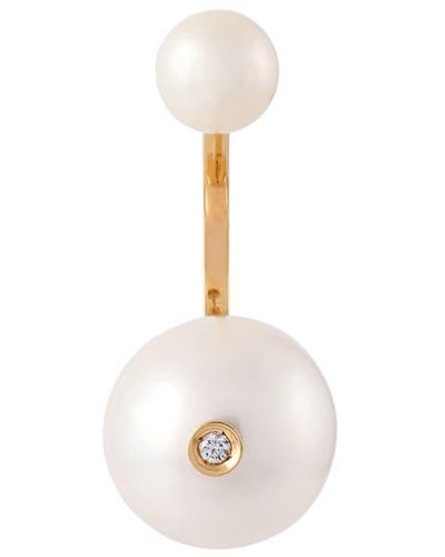 Delfina Delettrez 'pearl Piercing' Diamond Earring - Metallic