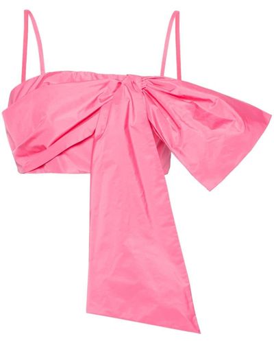 MSGM Oversize-bow Cropped Top - Pink
