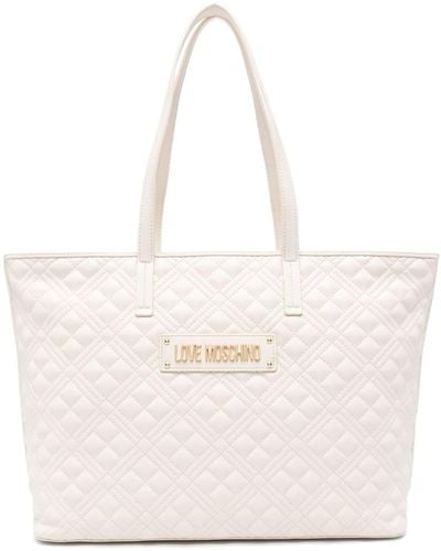 Love Moschino Logo-lettering Quilted Tote Bag - Natural