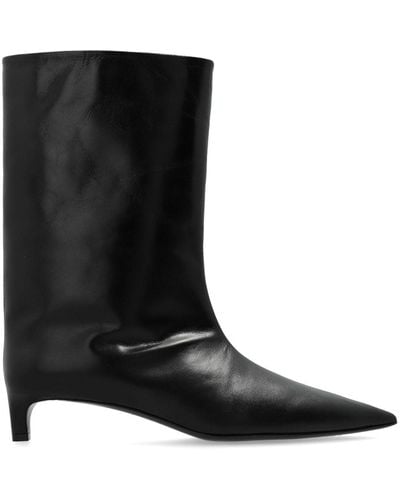 Jil Sander Pointed-toe Leather Boots - Black
