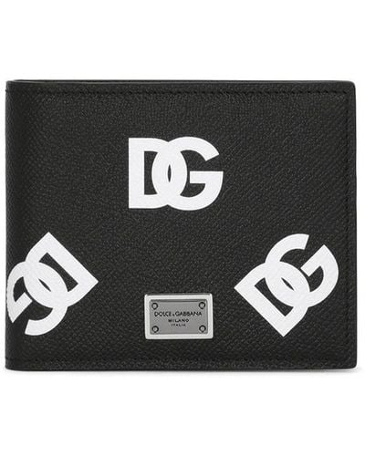 Dolce & Gabbana Portefeuille en cuir à logo DG - Noir