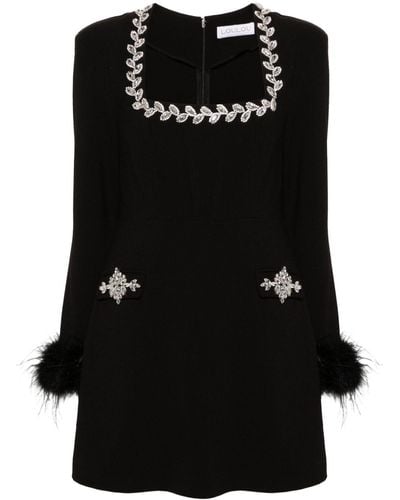 Loulou Mini-jurk Verfraaid Met Kristallen - Zwart