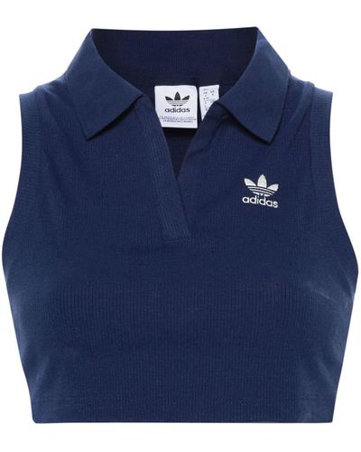 adidas Cropped Tanktop - Blauw