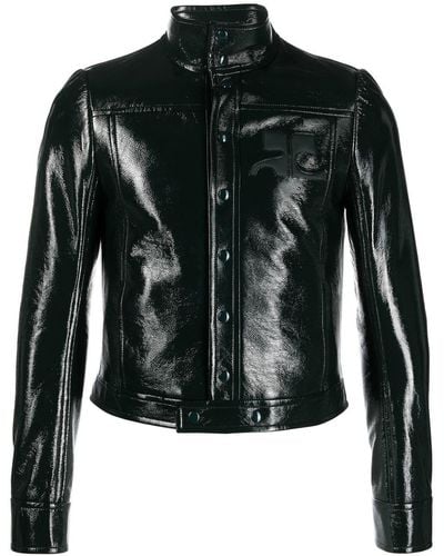 Courreges Button-up Faux-leather Jacket - Black