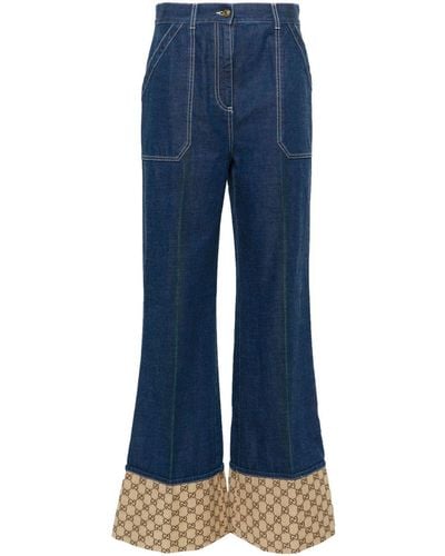 Gucci Gg-Cuff High-rise Wide-leg Jeans - Blue