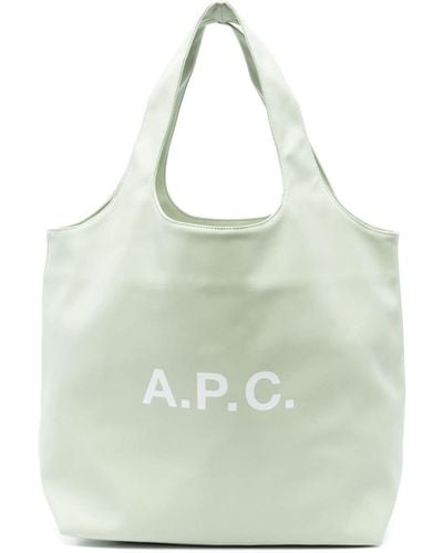 A.P.C. Ninon Shopper mit Logo-Print - Grün
