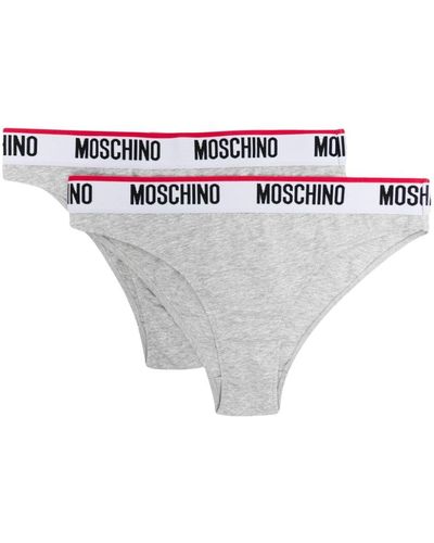 Moschino Logo-waistband Briefs (pack Of Two) - White